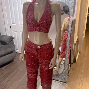 RARE FIND Authentic Vintage Dolce & Gabbana Red Bandanna outfit from Italy